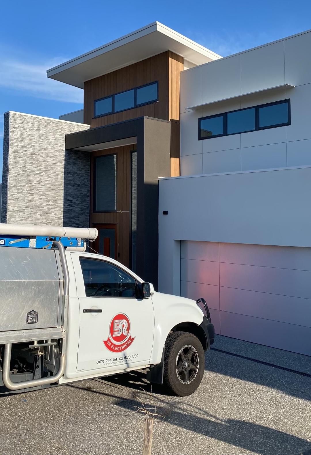 5R Electrical work vehicle in front of client home in Canberra ACT